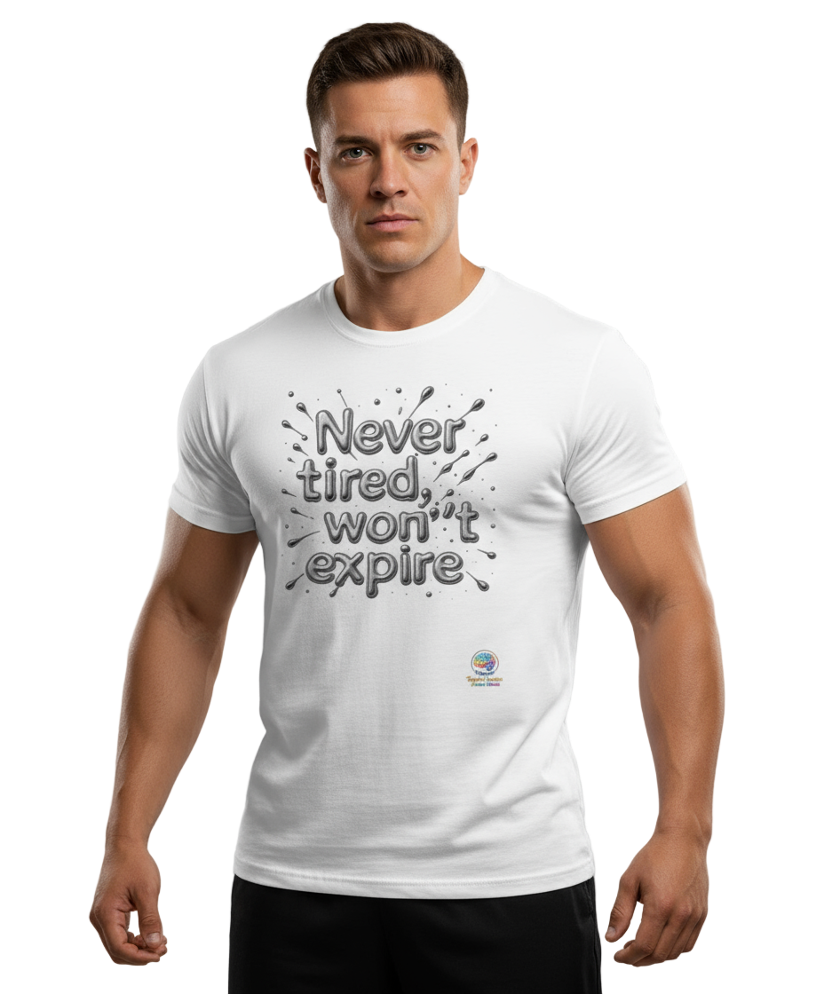 Never tired, won't expire - Mens Recycled Cool T Never tired, won't expire
