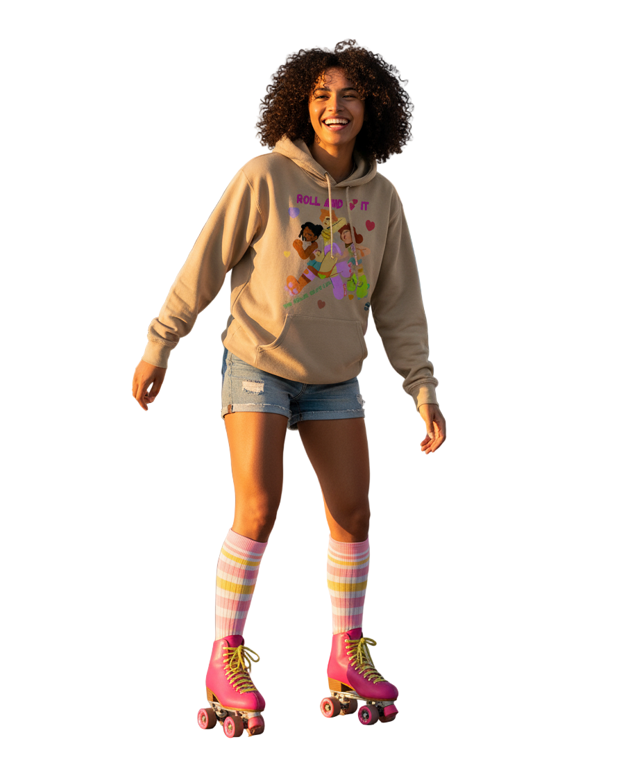 Roll and love - adult kids print Womens College Hoodie (AWDis)