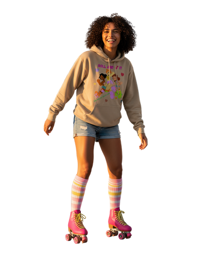 Roll and love - adult kids print Womens College Hoodie (AWDis)